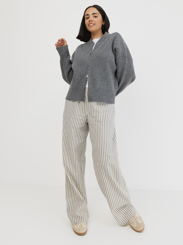 Zip Cardi in Pepper Marl