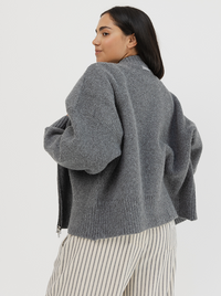 Zip Cardi in Pepper Marl