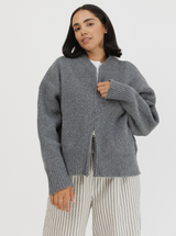 Zip Cardi in Pepper Marl