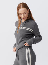 Striped Knit Zip Up