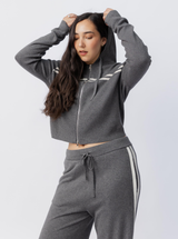 Striped Knit Zip Up