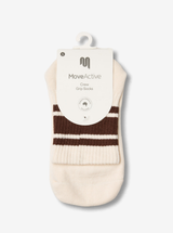 MOVE ACTIVE W CREW GRIP SOCKS - Oat Espresso Stripe