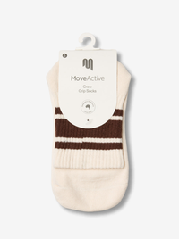 MOVE ACTIVE W CREW GRIP SOCKS - Oat Espresso Stripe
