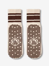 MOVE ACTIVE W CREW GRIP SOCKS - Oat Espresso Stripe