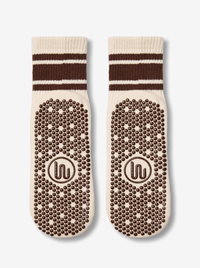 MOVE ACTIVE W CREW GRIP SOCKS - Oat Espresso Stripe