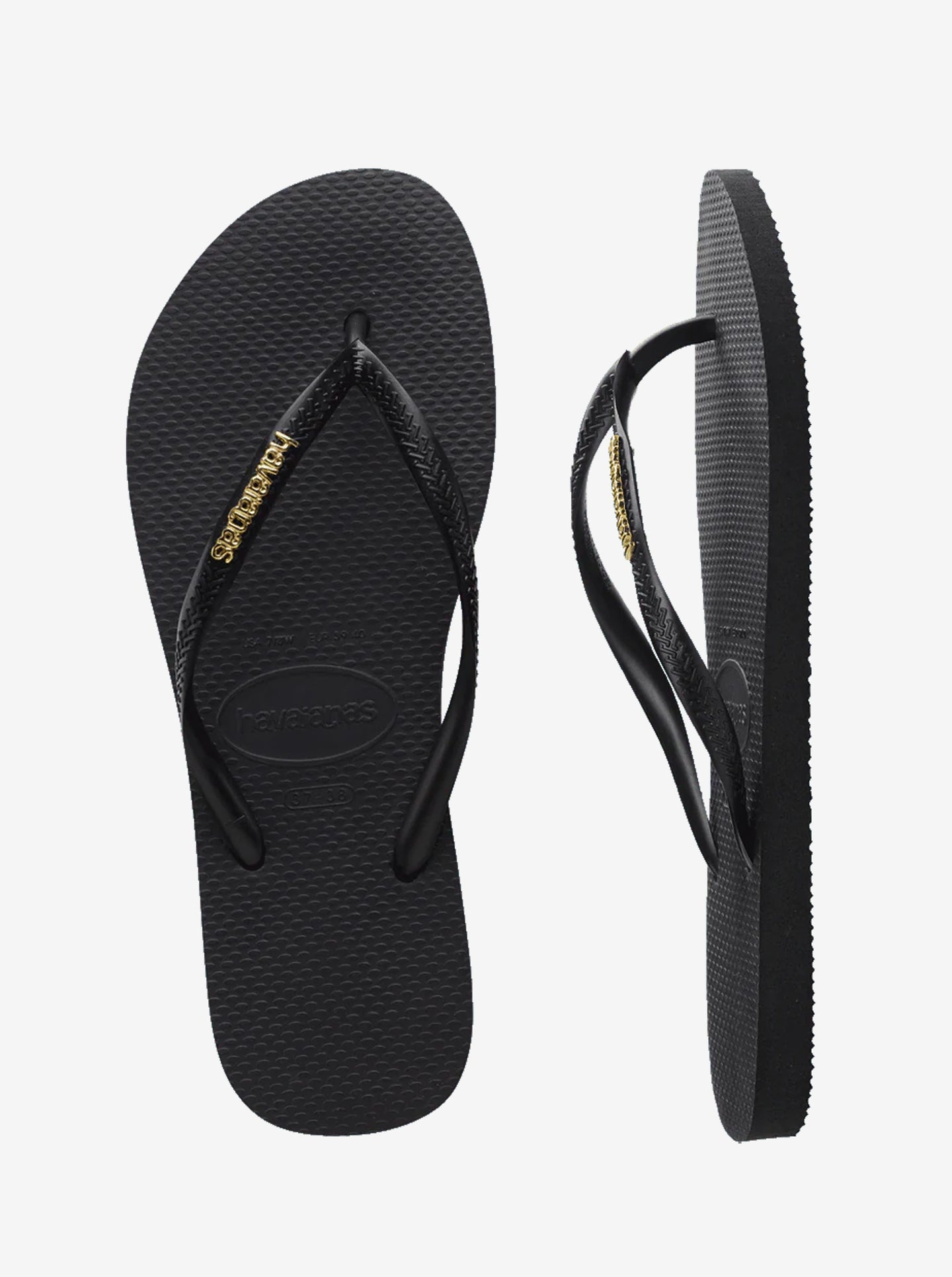Slim Metallic Logo Flip Flops