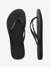 Slim Metallic Logo Flip Flops