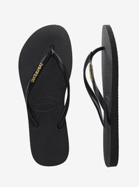 Slim Metallic Logo Flip Flops