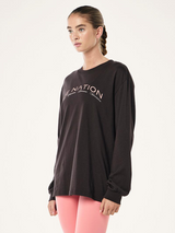 Volume Long Sleeve Tee In Washed Liquorice