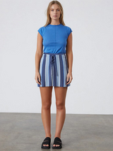 Ocean Blue Cotton Blend Knit Top