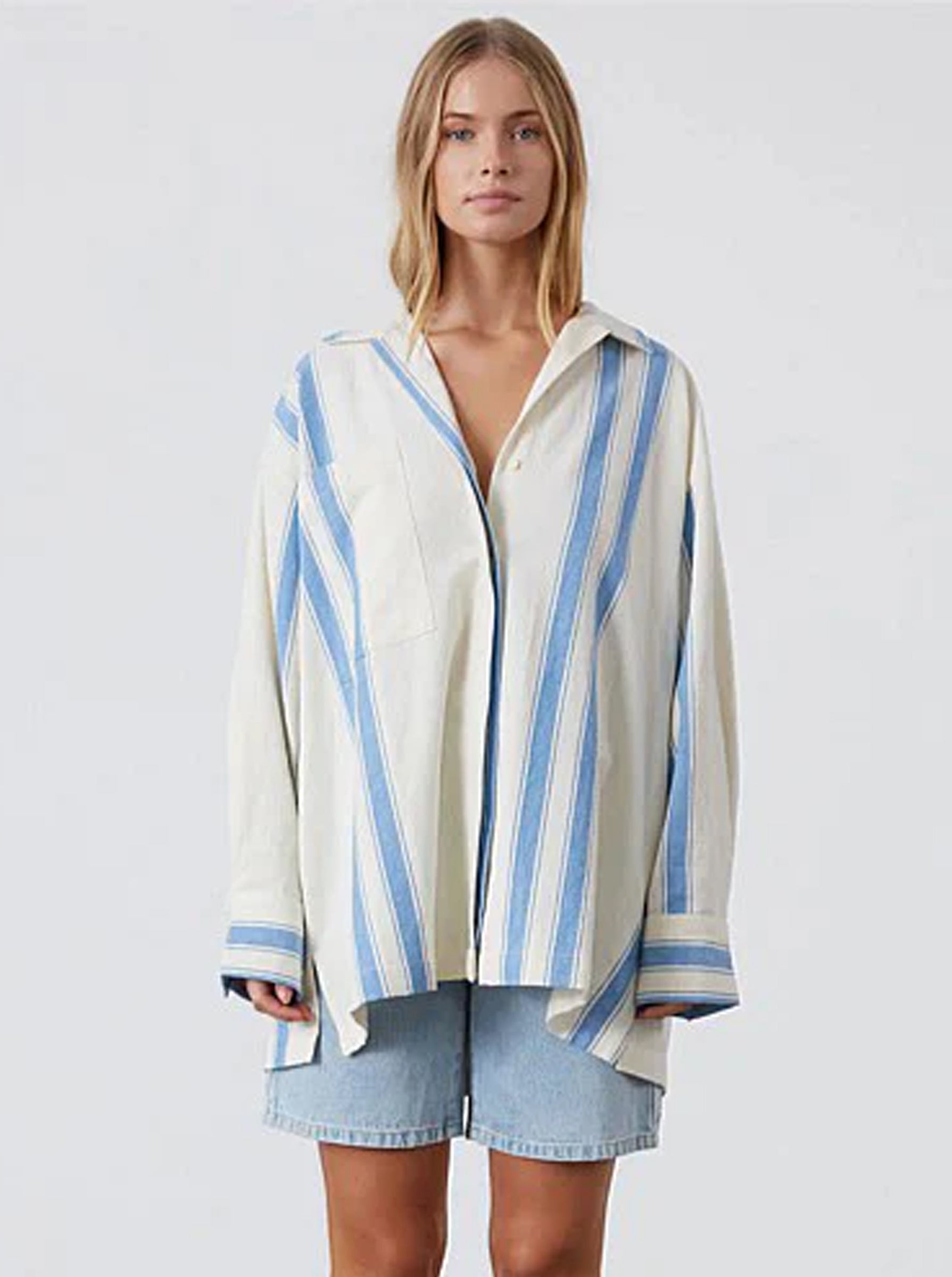 Marine Stripe Organic Cotton Blend Shirt